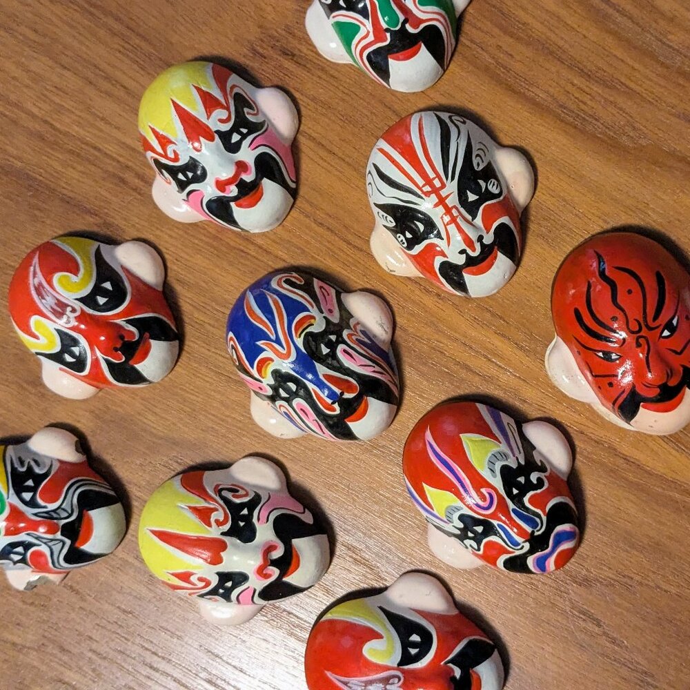 10 Vintage Beijing Opera Clay Masks Kempinski Beijing Hotel Estate Artist Owned